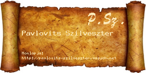 Pavlovits Szilveszter névjegykártya