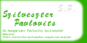 szilveszter pavlovits business card